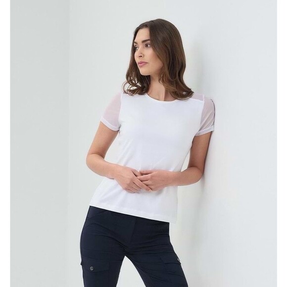 VGUC Anatomie Melissa White Mesh Shirt Travel Wrinkle Free Sz XS - Picture 1 of 12